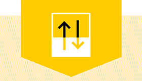 Pictogram with two opposite arrows in a rectangle